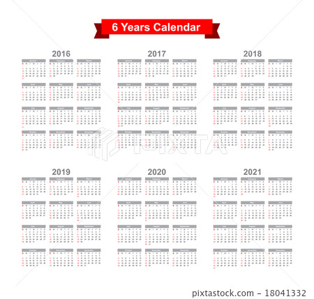 2016 - 2021 Calendar Black text on a white back 18041332