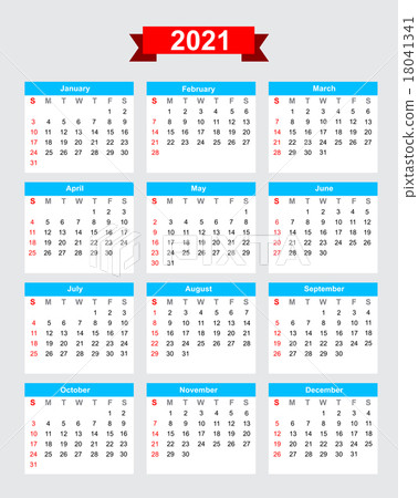 21 Calendar Week Start Sunday Stock Illustration