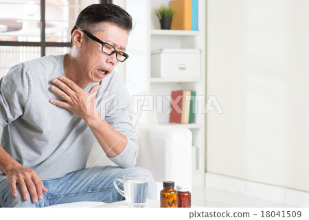 Mature Asian man cough 18041509