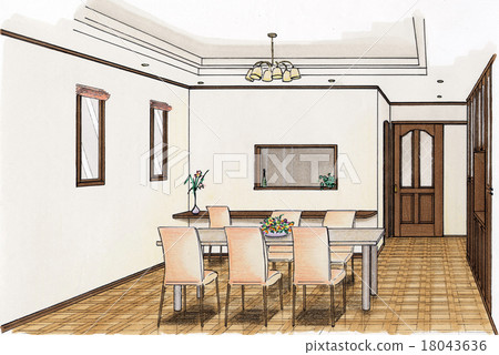 Interior Perth / Dining Room Handwritten Interior Perth / Dining Room Handwritten 18043636