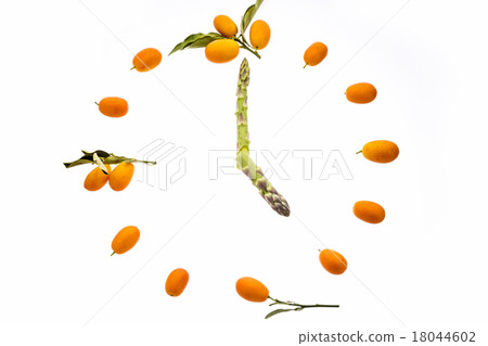 asparagus, clock, kumquat 18044602