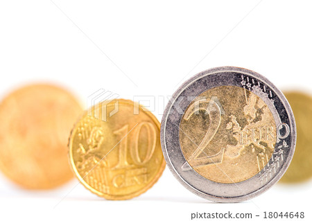 Euro coins over a white background 18044648