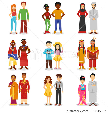 National Couples Icons Set  18045304