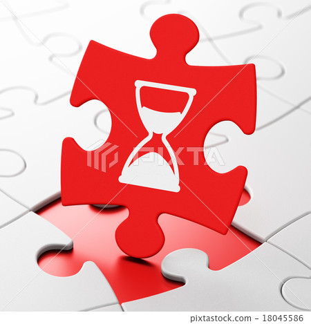 Time concept: Hourglass on puzzle background Time concept: Hourglass on puzzle background 18045586