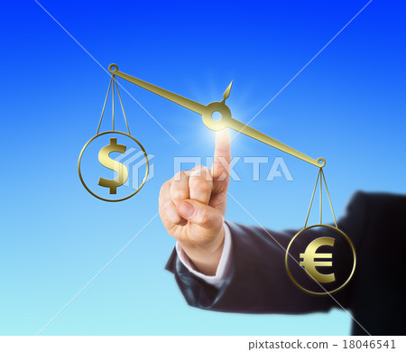Euro Sign Outweighing The Dollar On A Balance 18046541