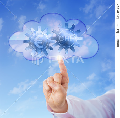 Euro And Swiss Franc Interlocking In The Cloud 18046557