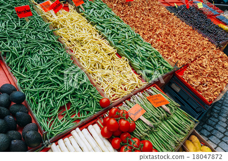 Trade fruits and vegetables in local food market Trade fruits and vegetables in local food market 18047872