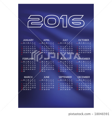 2016 simple business blue waves wall calendar  18048391