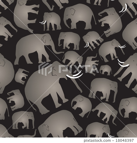 vector elephants simple seamless black pattern - Stock Illustration ...