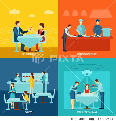 Catering service 4 flat icons square  18049693