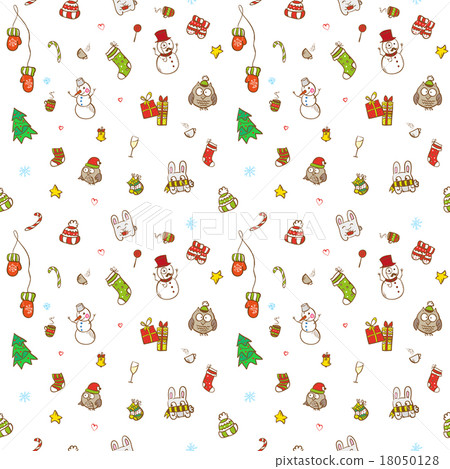 Vector doodle christmas and new year seamless 18050128