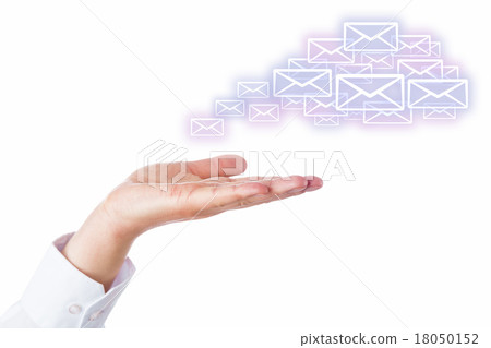 Email Cloud Leaving The Palm Of A Hand On White Email Cloud Leaving The Palm Of A Hand On White 18050152