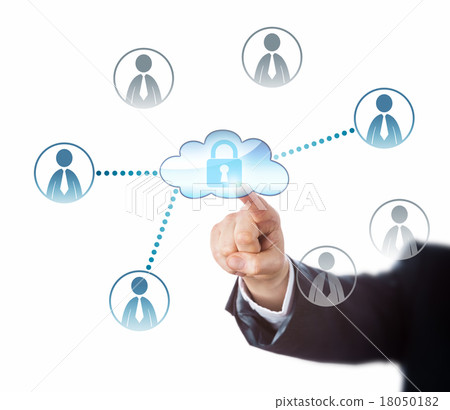 Touching A Locked Cloud Linked To Office Workers Touching A Locked Cloud Linked To Office Workers 18050182
