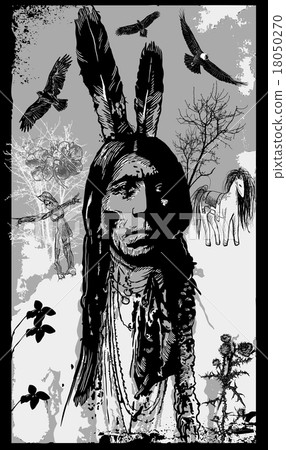 Indian Warrior - Freehand sketch, vector Indian Warrior - Freehand sketch, vector 18050270