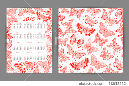 Calendar 2016 year and seamless pattern with Calendar 2016 year and seamless pattern with 18052232