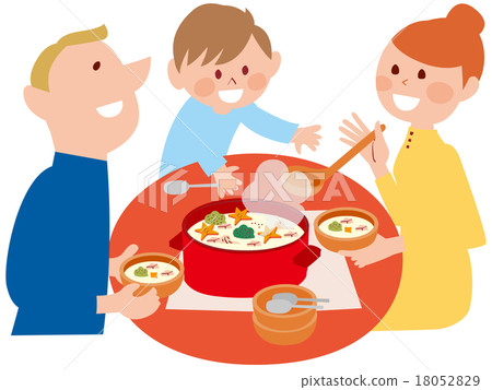 圍著燉肉的三個人 18052829