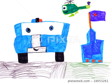 child's drawing on paper 18053261