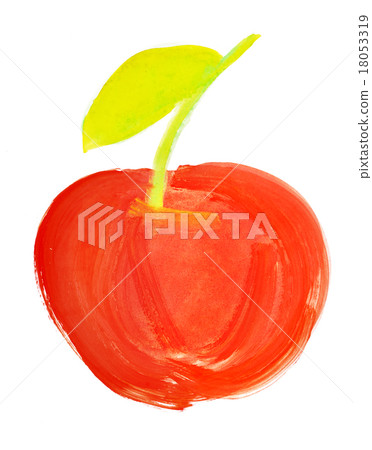 red apple painted in watercolor 18053319