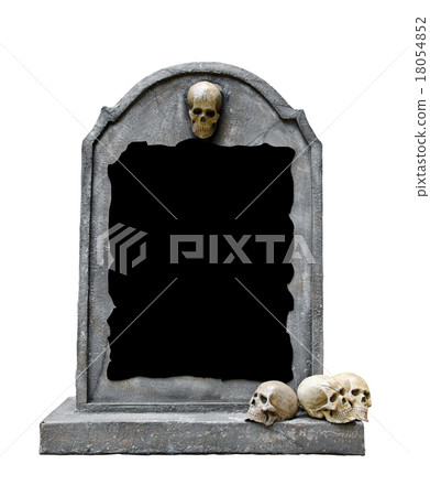 Tombstone with skull isolated on white background. Tombstone with skull isolated on white background. 18054852