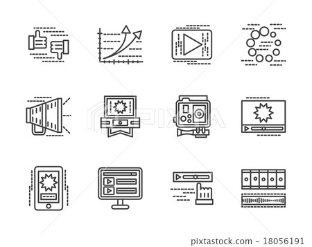 Flat line media vector icons set - Stock Illustration [18056191] - PIXTA
