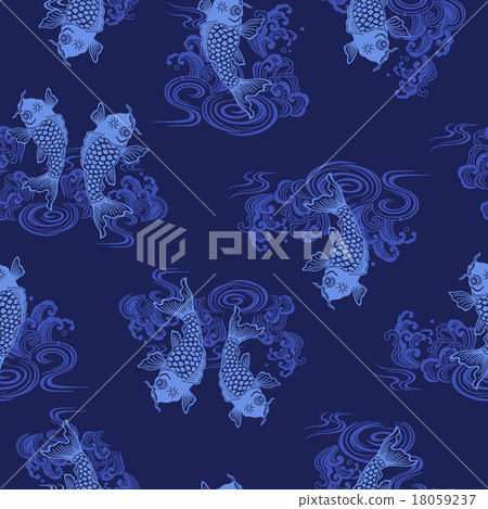 Japanese-style carp pattern, - Stock Illustration [18059237] - PIXTA