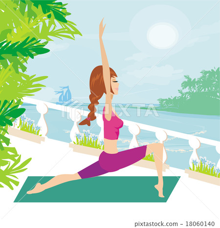 Woman in pose practicing yoga Woman in pose practicing yoga 18060140