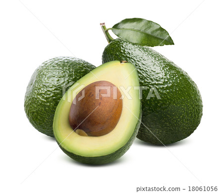 Green avocado and cut half isolated on white 18061056