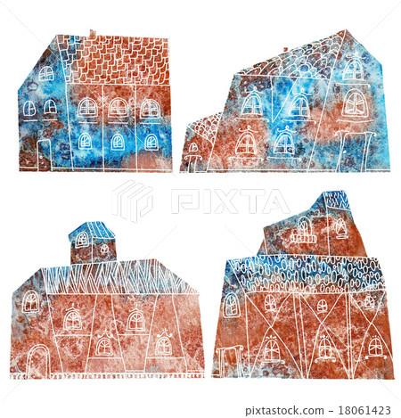 Hand drawn watercolor cute houses. Raster version. Hand drawn watercolor cute houses. Raster version. 18061423