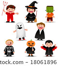 Cute Halloween Kids  In Trick or Treat Costumes Cartoon 18061896