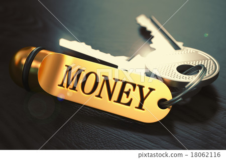 Money - Bunch of Keys with Text on Golden Keychain 18062116