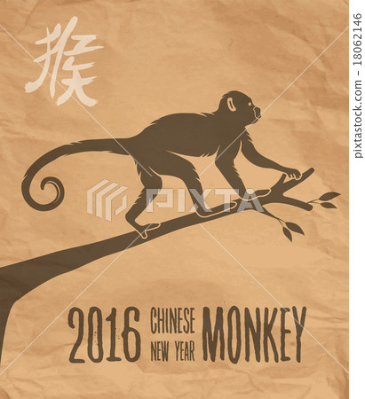 Happy china new year monkey 2016 paper design card 18062146