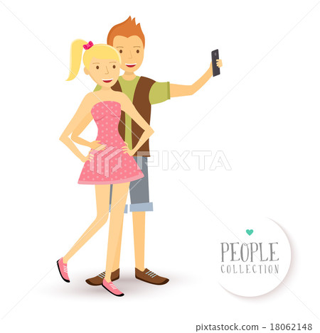 People vector flat couple selfie happy People vector flat couple selfie happy 18062148