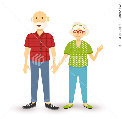 Old couple grandparents happy flat illustration 18062152
