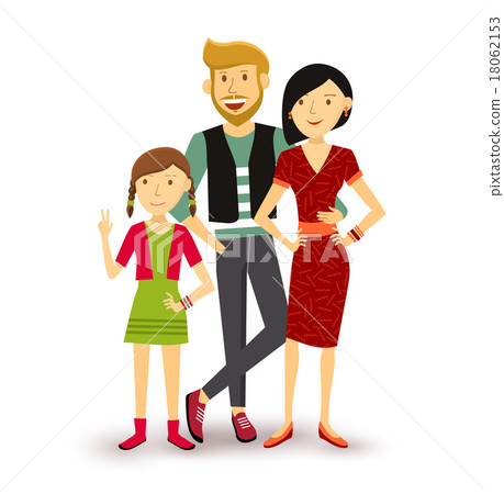 One child Happy family people flat illustration One child Happy family people flat illustration 18062153