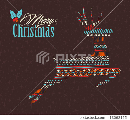 Merry christmas reindeer boho tribal stripe shape Merry christmas reindeer boho tribal stripe shape 18062155