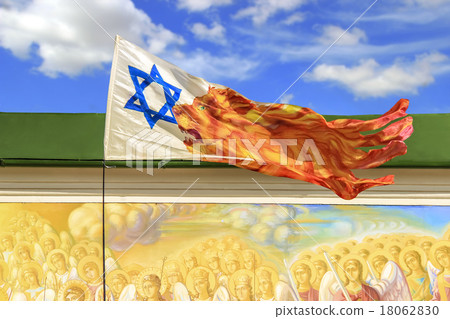 Israeli flag in strong wind Israeli flag in strong wind 18062830