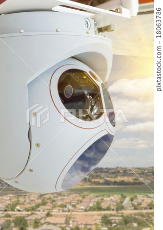 Drone Camera, Sensor Pod Module Above Neighborhood 18063786