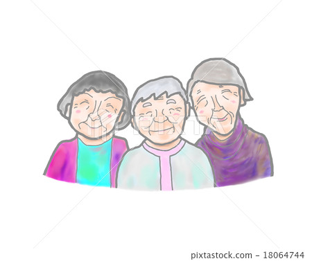 好朋友老年婦女三人友好的顏色 18064744