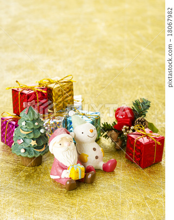 Santa and a snowman and present Santa and a snowman and present 18067982