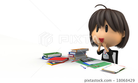 對書桌工作感到滿意的女性工作人員 18068429