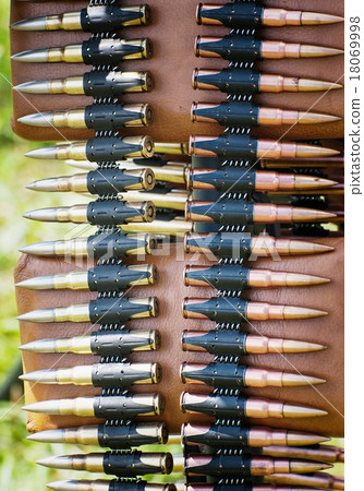 Bullets in ammunition belt for machine gun 18069998
