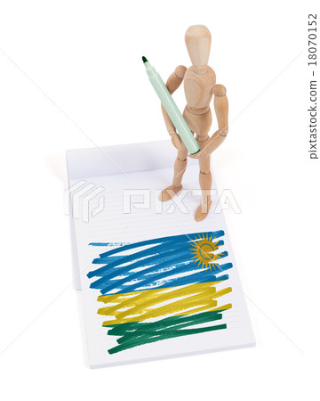 Wooden mannequin made a drawing - Rwanda 18070152