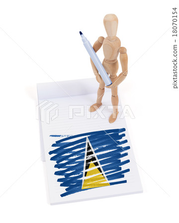 Wooden mannequin made a drawing - Saint Lucia 18070154