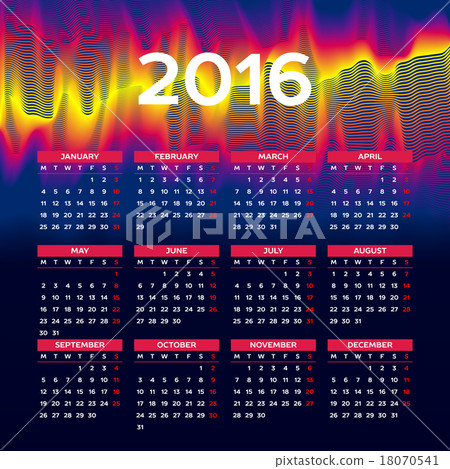 Calendar 2016 template - Stock Illustration [18070541] - PIXTA