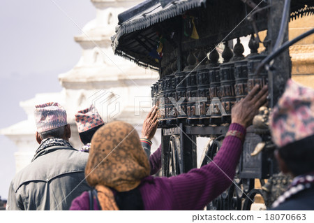 Prayer Wheels at Swayambhu, Kathmandu, Nepal Prayer Wheels at Swayambhu, Kathmandu, Nepal 18070663
