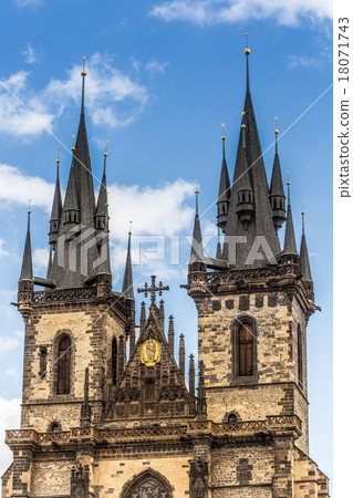 View of the Tyn Church in Prague 18071743