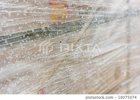 Drops of water on plastic sheets Drops of water on plastic sheets 18075074