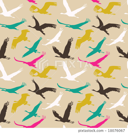Seamless pattern of flying birds. - Stock Illustration [18076067] - PIXTA