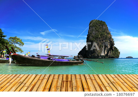 Sea of krabi thailand with bamboor floor Sea of krabi thailand with bamboor floor 18076697