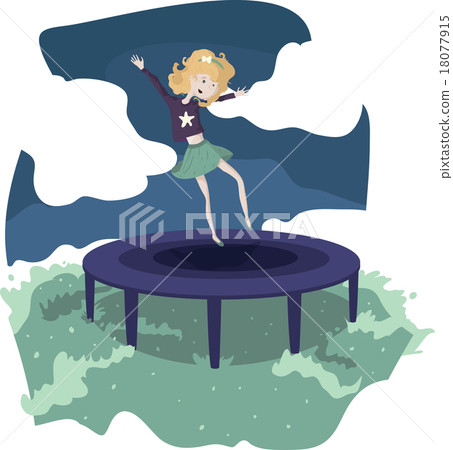 Girl jumping on trampoline. vector illustration Girl jumping on trampoline. vector illustration 18077915